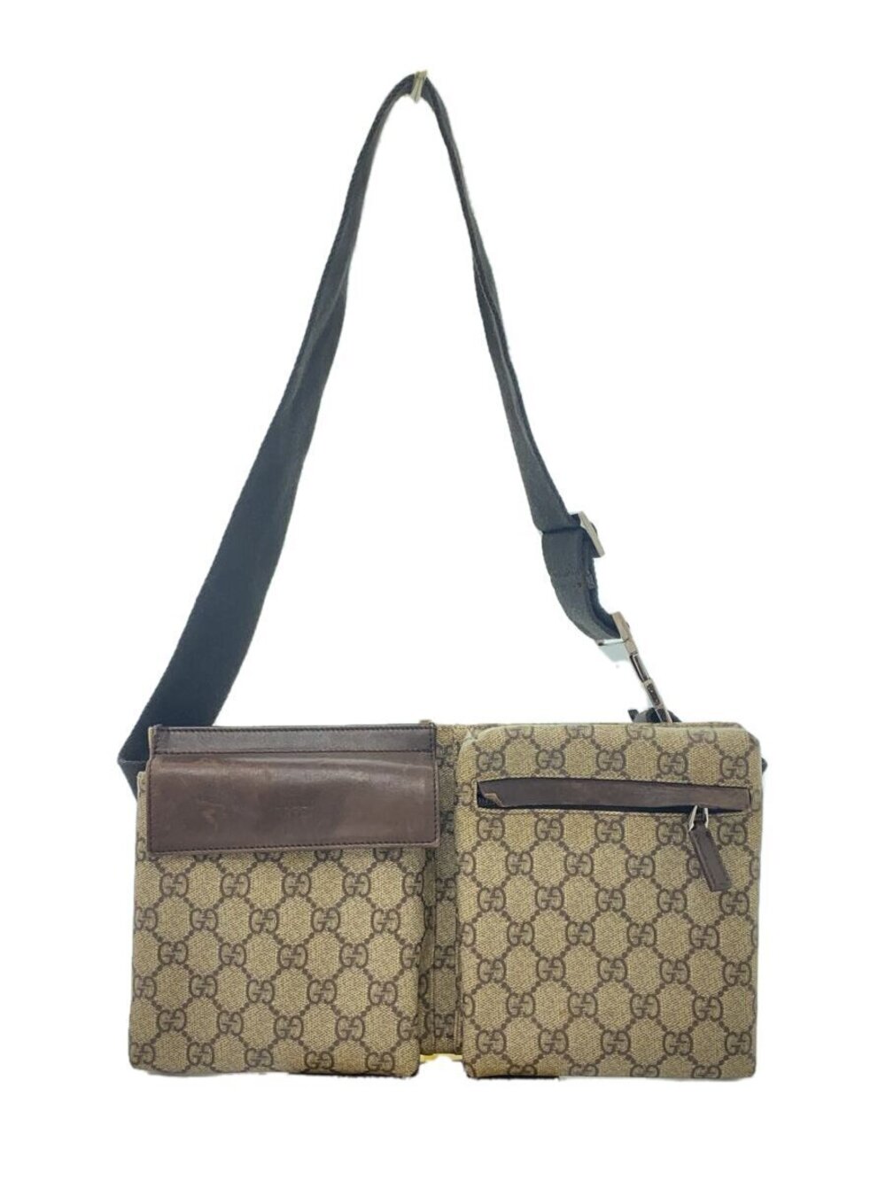 Gucci Waist Belt Crossbody Bag GG Plus Brown All over